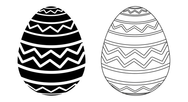 Easter eggs designs with zigzag lines, black and white vector illustration Vector