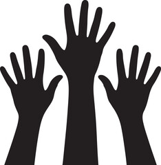 Obraz premium People or students with their hands raised flat icon for apps and websites