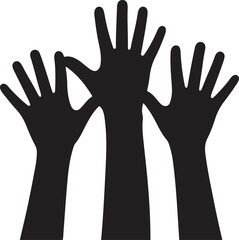Fototapeta premium People or students with their hands raised flat icon for apps and websites