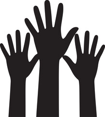 Obraz premium People or students with their hands raised flat icon for apps and websites