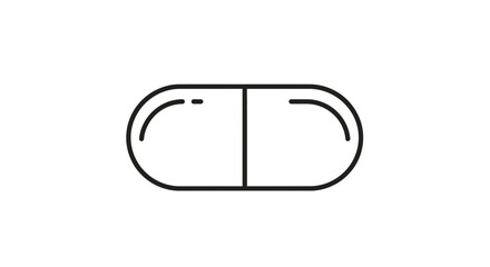 Simple Pill Icon, Medicine Capsule Outline, Health Care Symbol