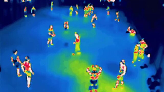 Street teams training before a ball game. Image from thermal imager device