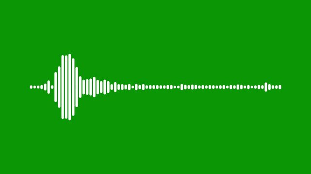sound frequency spectrum animation, white audio waveform visualization, classic equalizer bars motion graphic, digital oscillation loop for media, green background video 4k