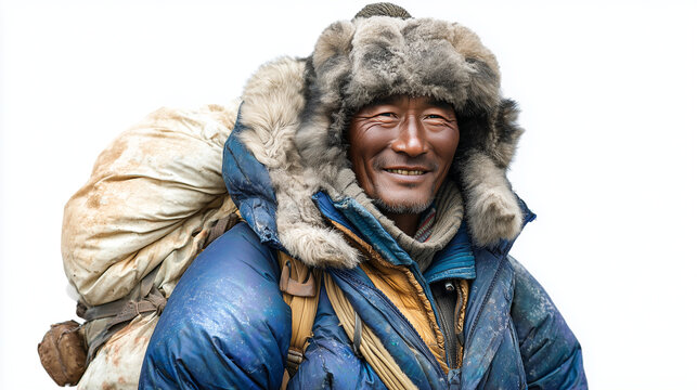 Mount Everest Festival, Sherpa Porter Carrying Heavy Load During Mount Everest Festival Expedition in Himalayan High Altitude