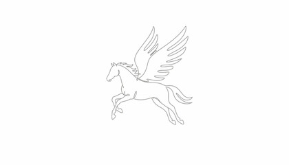 Obraz premium Pegasus Mythical Winged Horse Silhouette Flying Isolated on White Background