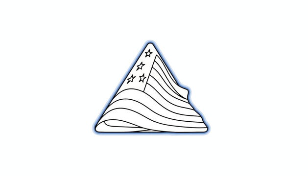 American Flag Triangle Shape Outline Drawing, Patriotic Symbol