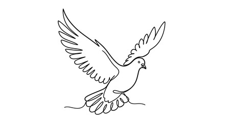 Obraz premium Minimalist Dove Flying, Single Line Art, Symbol of Peace and Freedom