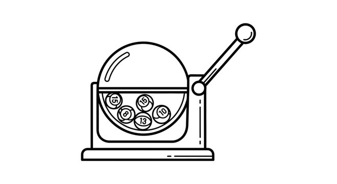 Lottery Machine with Numbered Balls, Gambling and Chance Concept
