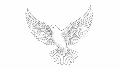 Fototapeta premium Dove flying with olive branch, symbol of peace, hope, and freedom, sketch style