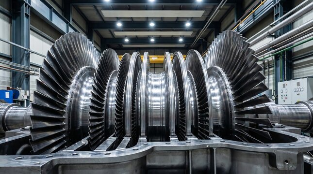 Steam turbine rotor, polished metal blades