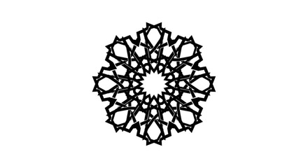 Intricate Black Mandala Design on White Background.