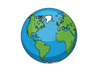 Fototapeta premium A blue and green globe with a white spot on north america isolated on transparent background