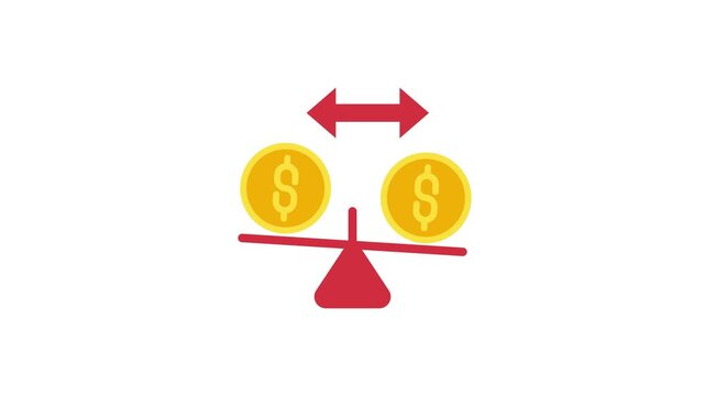Balance money illustration animation 4k isolated on white background