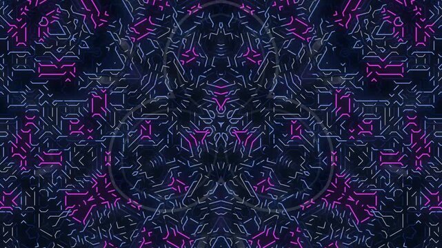 Intricate patterns form a mesmerizing background design in a kaleidoscope of symmetrical shapes and vibrant colors