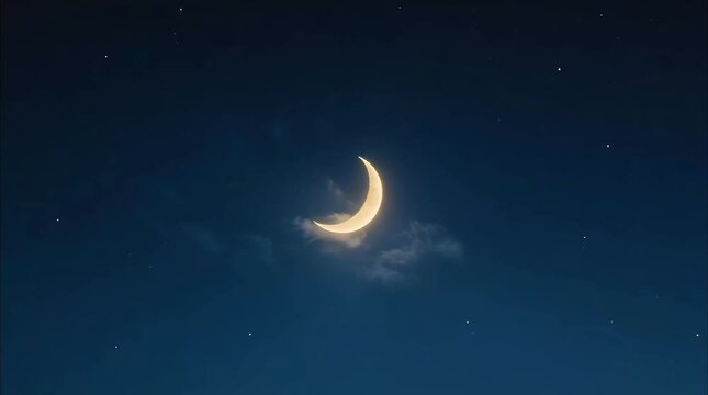 Minimal Crescent Moon and Stars Eid Animation 4K Loop