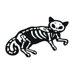 Skeleton cat design for Halloween decoration or educational purpose showing unique bone structure of a cat in vector format