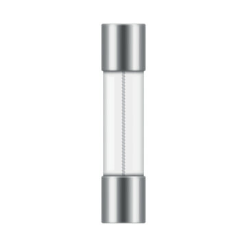 Illustration of a glass tubular fuse, for use in electrical devices and circuits for safety and protection during operation.