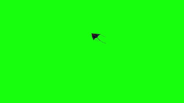 A Bright Kite with a Long Tail of Silk Ribbons Flies in a Light Wind Kite Flying in Sky Kite Festival Green Screen Realistic Naturalistic 4K UHD Chroma Key Background