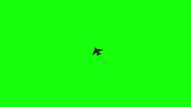 A Bright Kite with a Long Tail of Silk Ribbons Flies in a Light Wind Kite Flying in Sky Kite Festival Green Screen Realistic Naturalistic 4K UHD Chroma Key Background