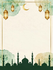 Ramadan Greeting Card Background with Copy Space