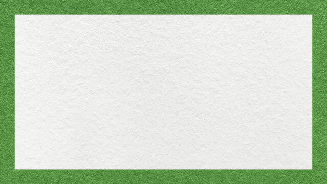Textured white paper background with green border. Vintage cardboard with frame and copy space for banner, presentation