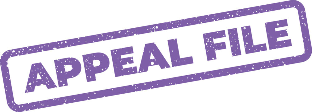 Distressed purple stamp sign for an appeal file, indicating a specific record within legal documentation
