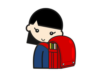 赤いランドセルを背負った小学生の女の子 