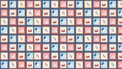 Vibrant seamless pattern with envelopes and leaves