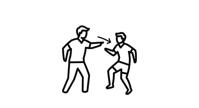 Line art illustration depicting two figures engaged in a physical altercation