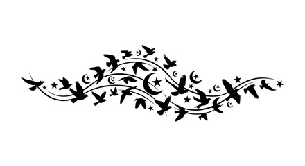 Fototapeta premium Elegant black floral vine border decorative design suitable for borders and embellishments.