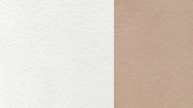 White paper texture two color background with light brown vertical split and copy space for template, banner, presentation