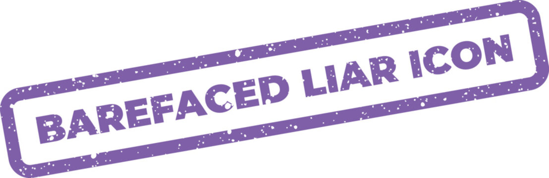 Grungy purple stamp vector featuring BAREFACED LIAR ICON, identifying a deceptive symbol or representation