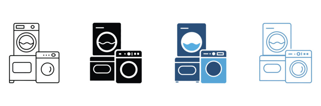 Household appliance icon set, multiple style collection featuring kitchen, home, and electronic device symbols, modern vector illustration
