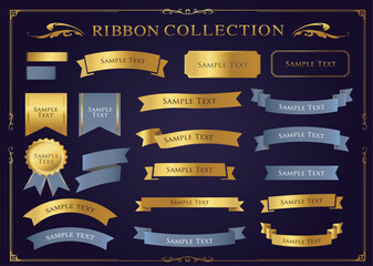 Ribbon decoration design set and antique borders and frames design