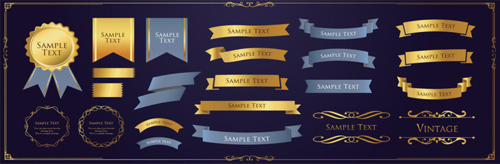 Ribbon decoration design set and antique borders and frames design