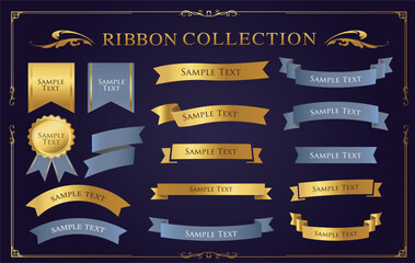 Ribbon decoration design set and antique borders and frames design