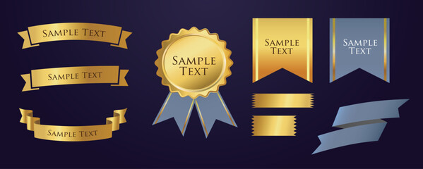 Ribbon decoration design set and antique borders and frames design