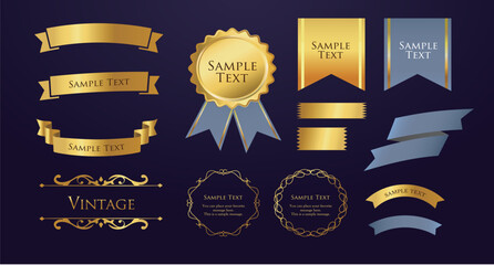 Ribbon decoration design set and antique borders and frames design