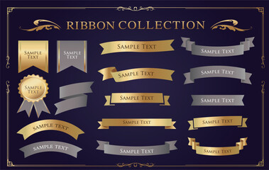 Ribbon decoration design set and antique borders and frames design