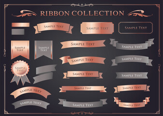 Ribbon decoration design set and antique borders and frames design
