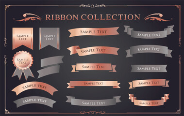 Ribbon decoration design set and antique borders and frames design