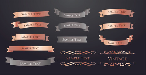 Ribbon decoration design set and antique borders and frames design