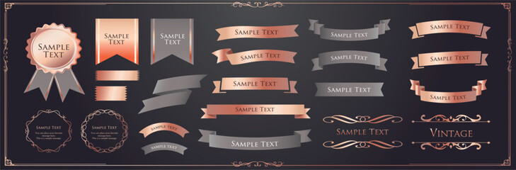 Ribbon decoration design set and antique borders and frames design