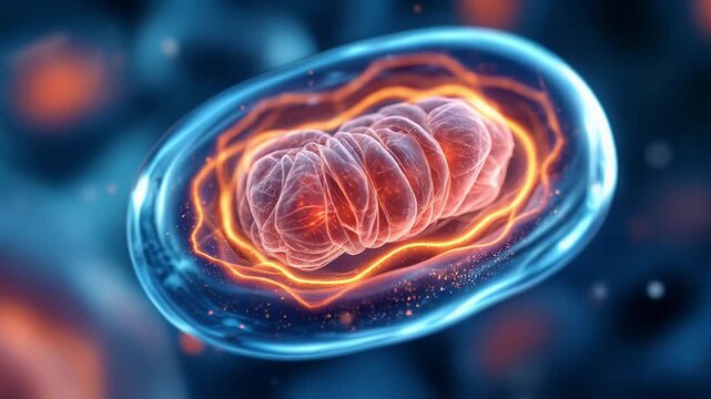 Detailed depiction of mitochondrial function within cellular environment