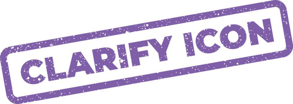 Official looking distressed purple stamp with CLARIFY ICON, relevant for digital graphics and symbols