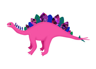 ステゴサウルスのイメージ　ピンクのカラフルな恐竜のイラスト　クリップアート　挿絵　png