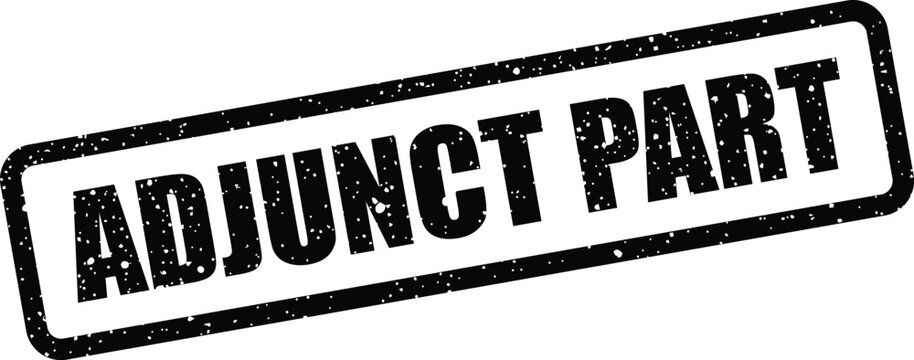 Rectangular adjunct part message stamp with distressed grunge texture for official document indication purpose