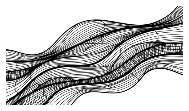 Abstract wavy lines pattern with hand drawn flowing organic texture