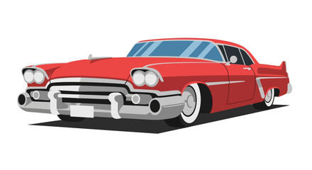 Obraz premium Vintage Red Classic Car Illustration.