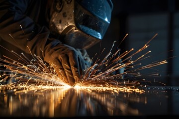 Metal welding sparks concept, high-speed motion blur shot
